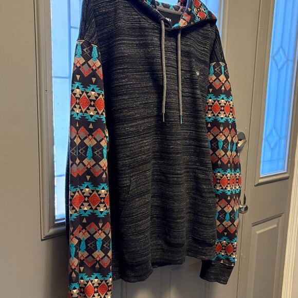 Hooey Summit Charcoal w/Aztec Pattern Hoody - Mens XL - Picture 2 of 4